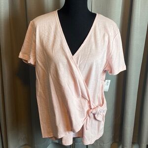 Old Navy Women’s Faux Wrap Pink Short Sleeve Top sz L NWT